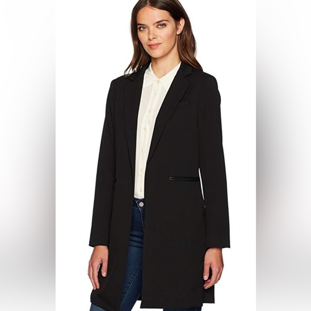 KENNETH COLE WAY TO WORK COLLECTION 4-WAY STRETCH TECHNI-COLE LONG BLAZER SZ XS
